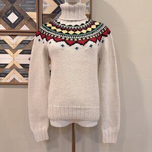 Ralph Lauren Vintage Fair Isle Hand Knit Tricote A La Main Wool Sweater Medium